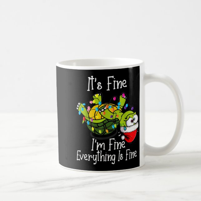 Caneca De Café Funny Christmas Turtle It's Fine I'm Fine Everythi (Direita)