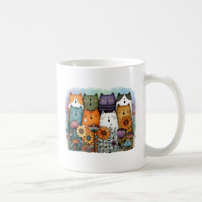 Caneca De Café Funny Colorful Cat (Direita)