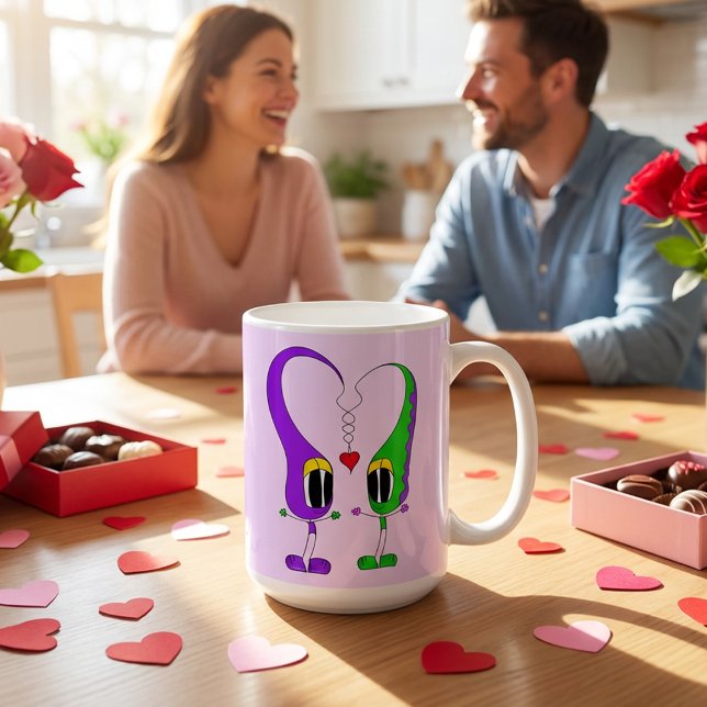 Caneca De Café Funny, Colorful, Cute, Cartoon Valentine Heart (Here's a very cool mug that is great for Valentine's Day!)