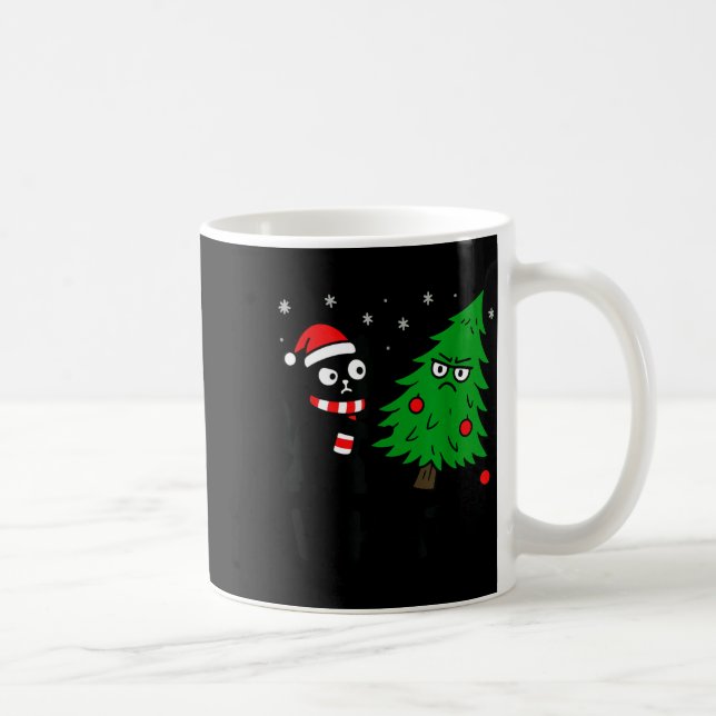 Caneca De Café Funny Cute Black Cat What Jamas Christmas Tree Cos (Direita)