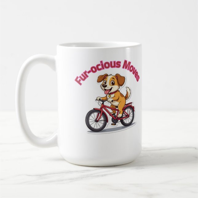Caneca De Café **Funny Cycling Dog – Cute Dog Riding a Bicycle Il (Esquerda)