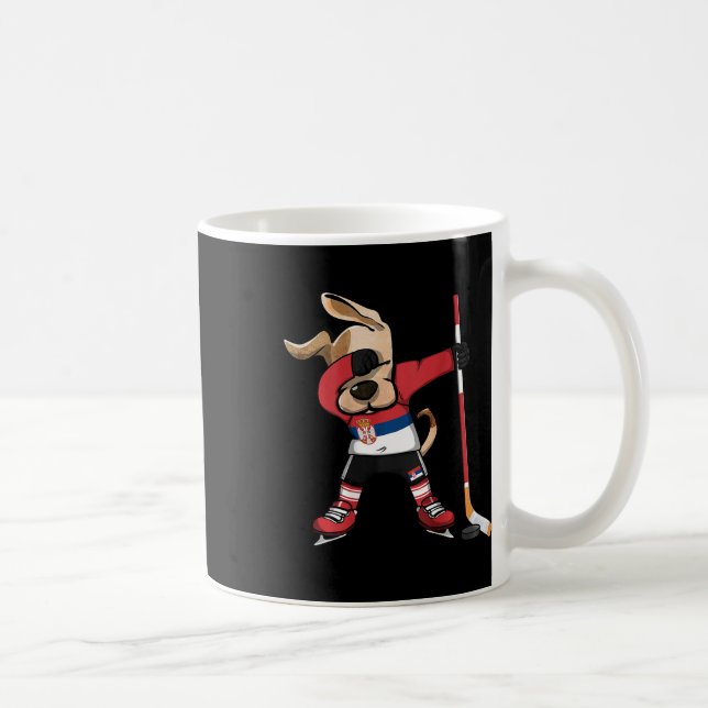 Caneca De Café Funny Dabbing Dog Serbia Ice Hockey Fans Jersey Da (Direita)