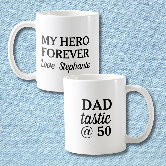 Caneca De Café Funny Dad Tastic @50 Hero Forever 50th Birthday (Criador carregado)