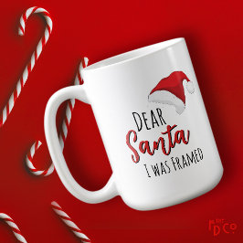 Caneca De Café Funny Dear Santa (I was Framed) Customizable 
