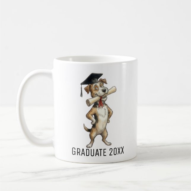 Caneca De Café Funny dog Graduation Personalized (Esquerda)