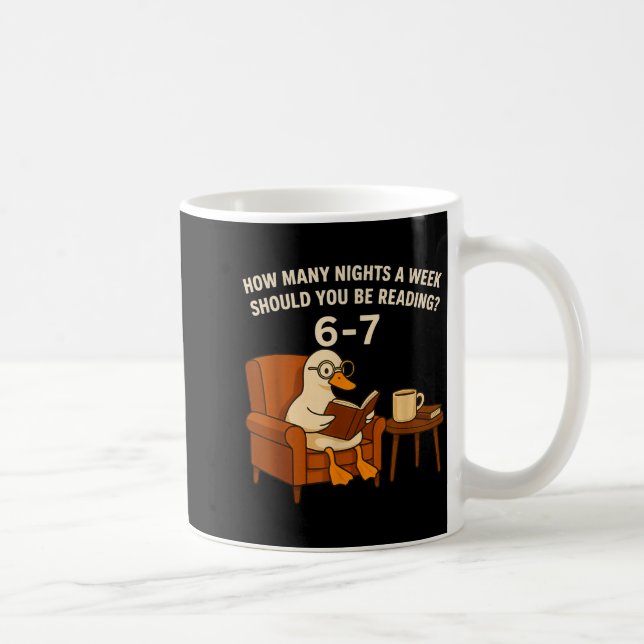 Caneca De Café Funny Duck Reading Book 67 Six Seven Meme  (Direita)