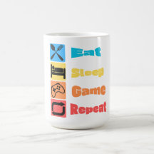 Funny "Eat Sleep Game Repeat" Gamer Mug