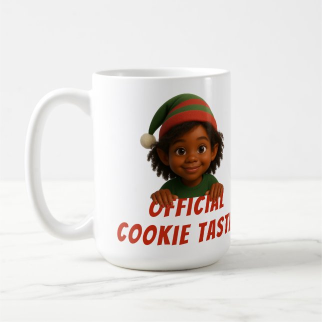 Caneca De Café Funny Elf Faces | Official Cookie Tester Christmas (Esquerda)