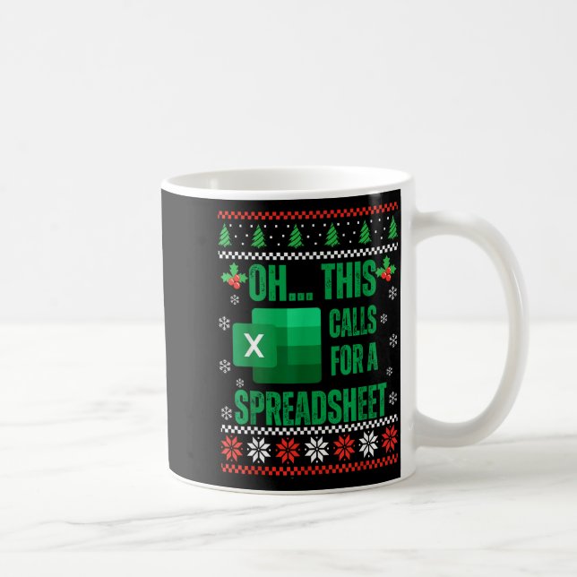 Caneca De Café Funny Excel Spreadsheets Christmas Sweater Lover A (Direita)