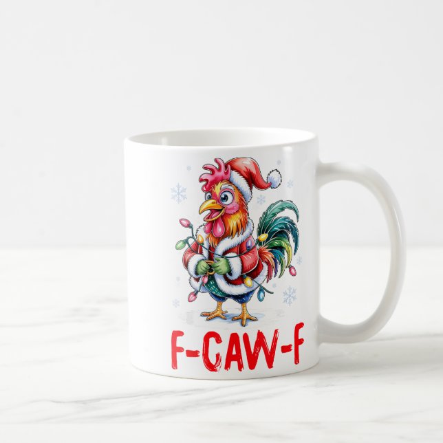 Caneca De Café Funny F-caw-f Chicken Humor Santa Rooster Christma (Direita)
