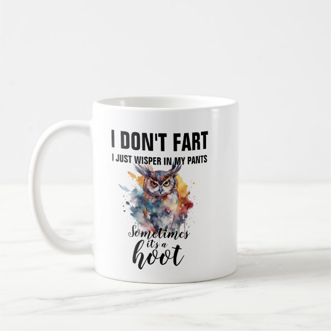 Caneca De Café Funny Fart Whisper Owl Mug - Hoot Custom Coffee (Esquerda)