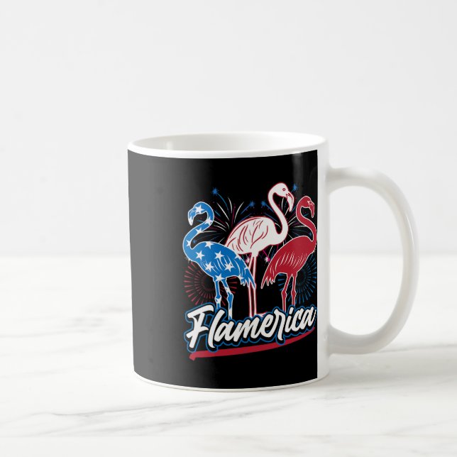 Caneca De Café Funny Flamingo 4º De Julho Bandeira Americana Patr (Direita)