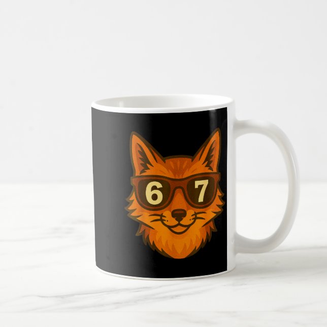 Caneca De Café Funny Fox Sungles 67 Six Seven Meme  (Direita)