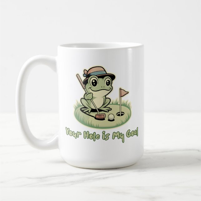 Caneca De Café Funny Frog Golf  - Your Hole is My Goal (Esquerda)