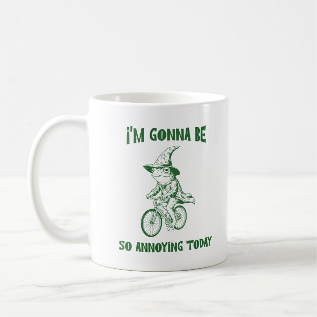 Caneca De Café Funny Frog Wizard Riding A Bicycle Sarcastic Quote (Esquerda)