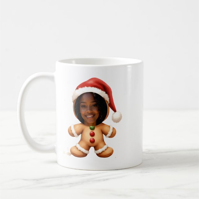 Caneca De Café Funny Gingerbread Man Your Photo Christmas (Esquerda)