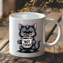 Caneca De Café Funny Grumpy Black Cat Lover Not Today Sarcastic