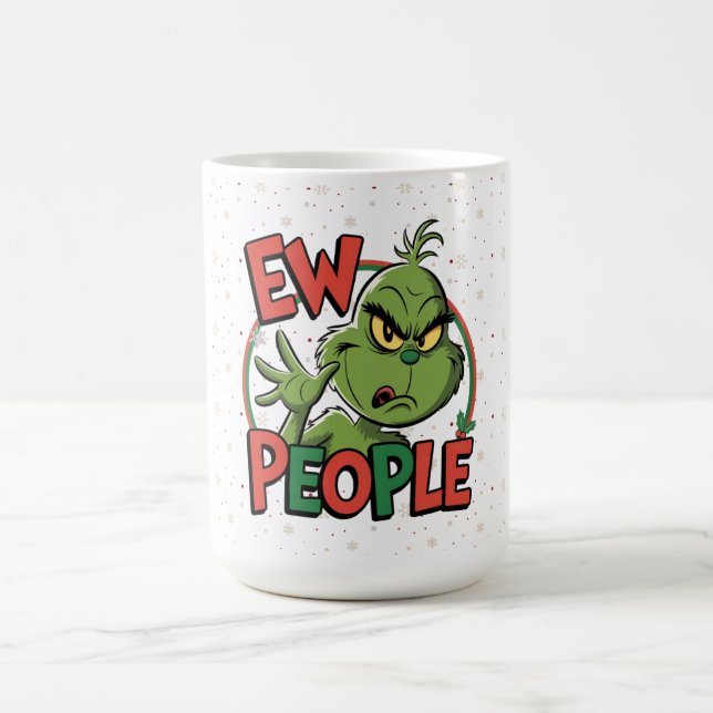 Caneca De Café Funny Grumpy Christmas “Ew People” Cartoon Design  (Centro)