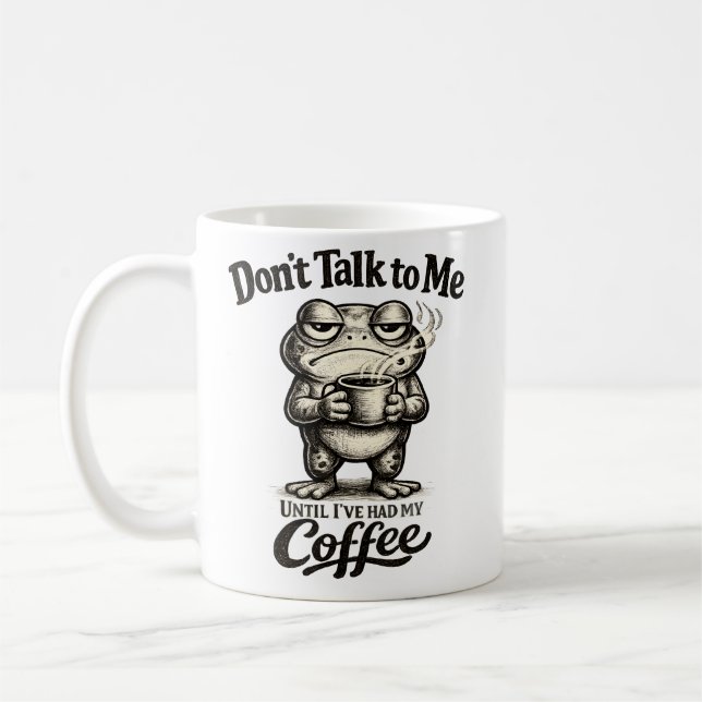 Caneca De Café Funny Grumpy Frog Drinking Coffee (Esquerda)