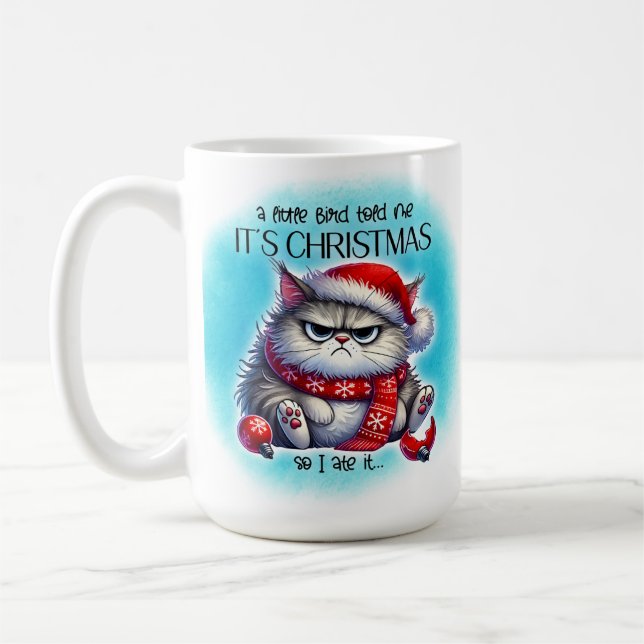 Caneca De Café Funny Grumpy Mad Kitty Christmas | Coffee Mug (Esquerda)