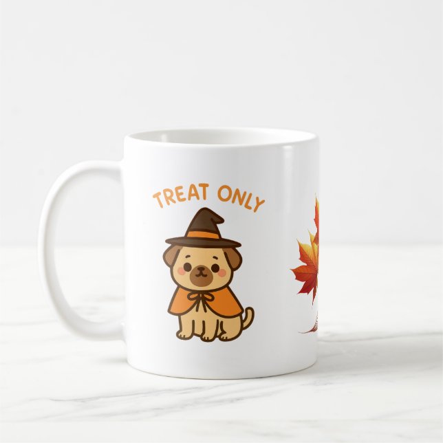 Caneca De Café Funny Halloween Pug Witch Coffee Mug (Esquerda)