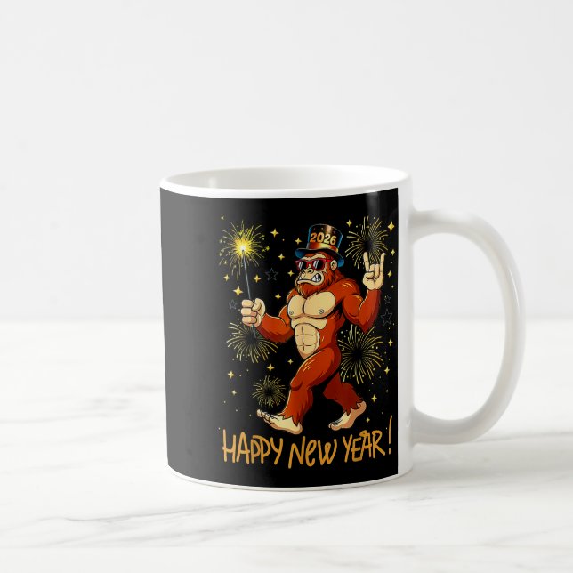 Caneca De Café Funny Happy New Year 2026 Bigfoot Lovers New Years (Direita)