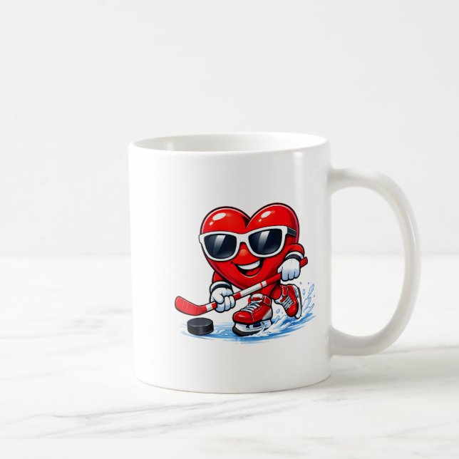Caneca De Café Funny Heart Playing Hockey Apparel  (Direita)