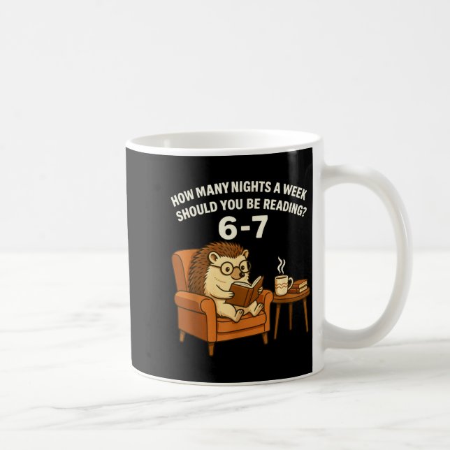 Caneca De Café Funny Hedgehog Reading Book 67 Six Seven Meme  (Direita)