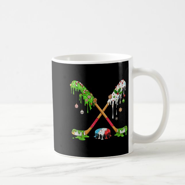 Caneca De Café Funny Hockey Holiday Candy Cane Gingerbread  (Direita)
