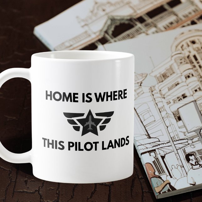 Caneca De Café Funny Home Where This Pilot Lands Plane Welcome  (Criador carregado)