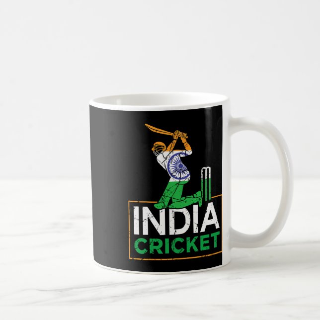 Caneca De Café Funny India Flag Cricket Supporters Tee Indian Cri (Direita)