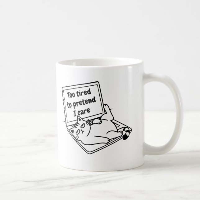 Caneca De Café Funny Introvert Cat Mug – Too Tired To Care (Direita)