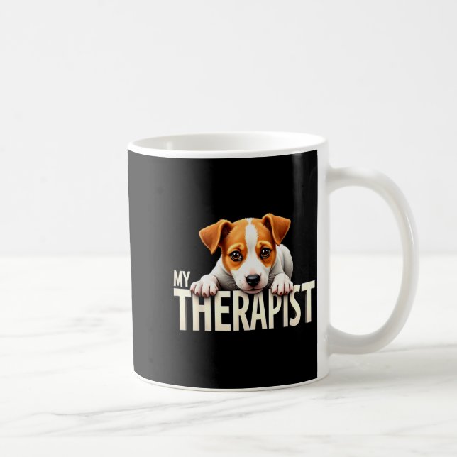 Caneca De Café Funny Jrt Puppy My Therast Jack Russell Terrier Do (Direita)