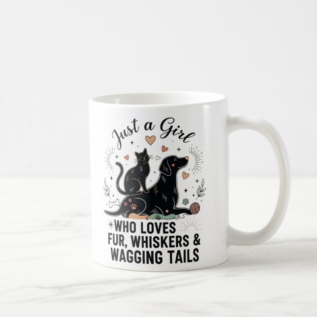 Caneca De Café funny Just a Girl who Loves Cats and Dogs mom (Direita)