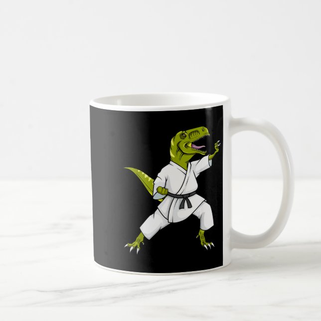 Caneca De Café Funny Karatesaurus T-rex Dinosaur Karate Samurai D (Direita)