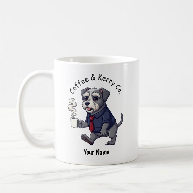 Caneca De Café Funny Kerry Blue Terrier Dog Business Suit Coffee  (Esquerda)