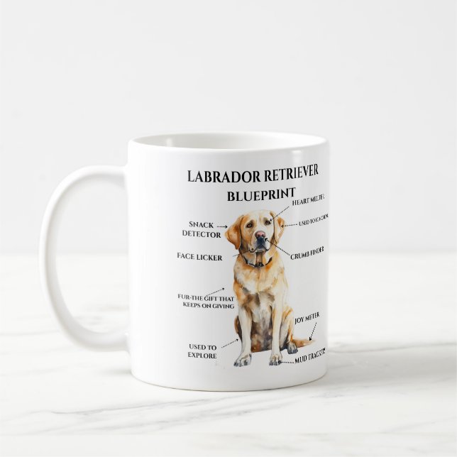 Caneca De Café Funny Labrador Retriever Blueprint (Esquerda)