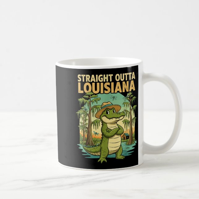 Caneca De Café Funny Louisiana Alligator Retro Wildlife Travel Ba (Direita)