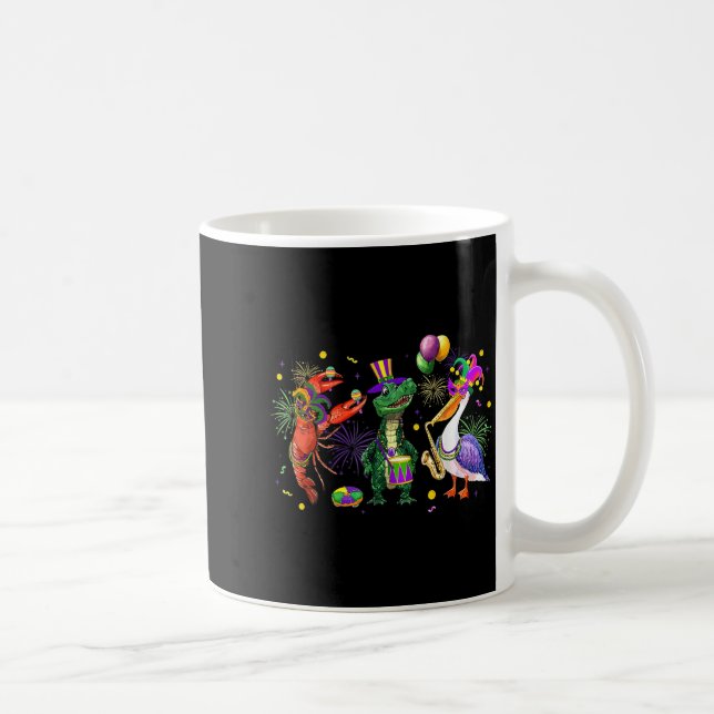 Caneca De Café Funny Mardi Gras 2026 Crocodile Crawfish Pelican N (Direita)