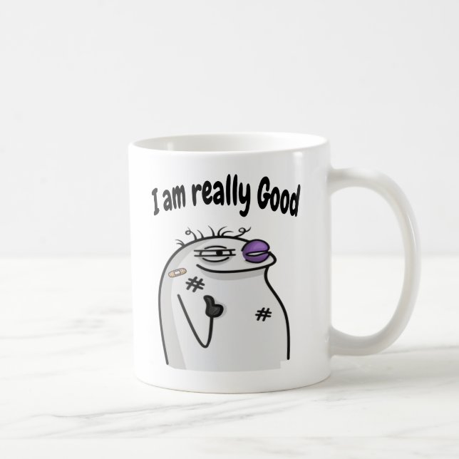 Caneca De Café Funny Meme Character – Cool Expression Sticker (Direita)
