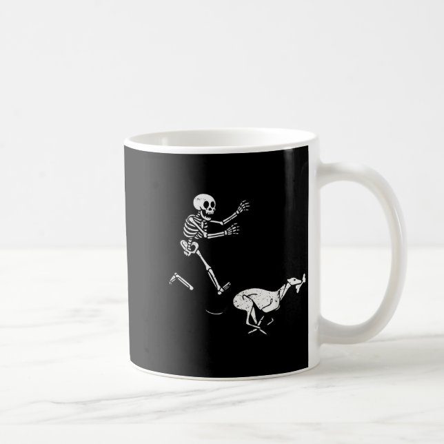 Caneca De Café Funny Meme Greyhound Running Skeleton Halloween  (Direita)