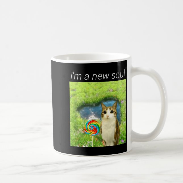 Caneca De Café Funny Meowl Meme, Cat Owl Meme Brainrot Gen Alpha  (Direita)