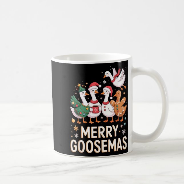 Caneca De Café Funny Merry Goosemas Christmas Xmas Goose Family H (Direita)