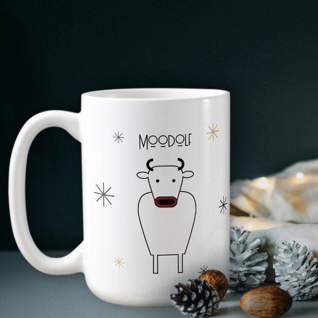 Caneca De Café Funny Minimalist Moodolf The Red Nose Reindeer Pun (Criador carregado)