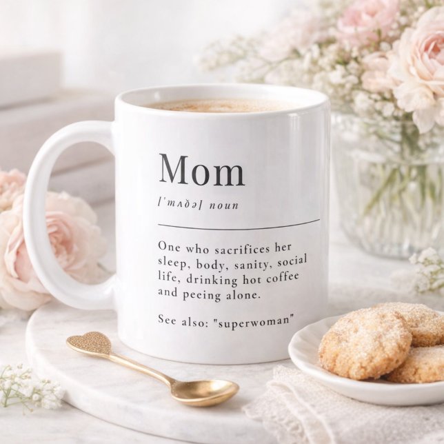 Caneca De Café Funny Mom Definition Mug With Photo Grid (Criador carregado)