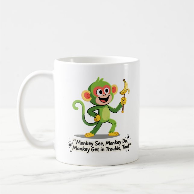 Caneca De Café Funny Monkey See Monkey Do Graphic (Esquerda)