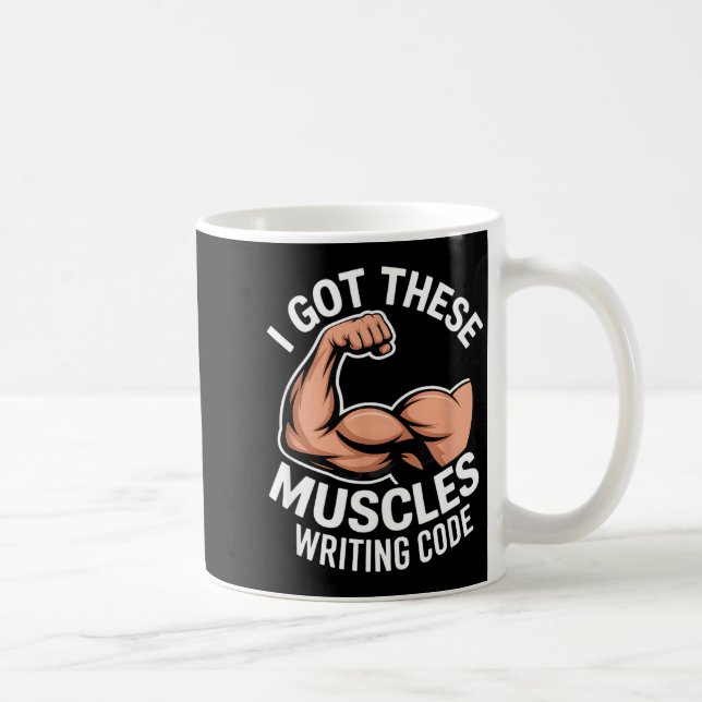Caneca De Café Funny muscles writing code saying programmer Funny (Direita)