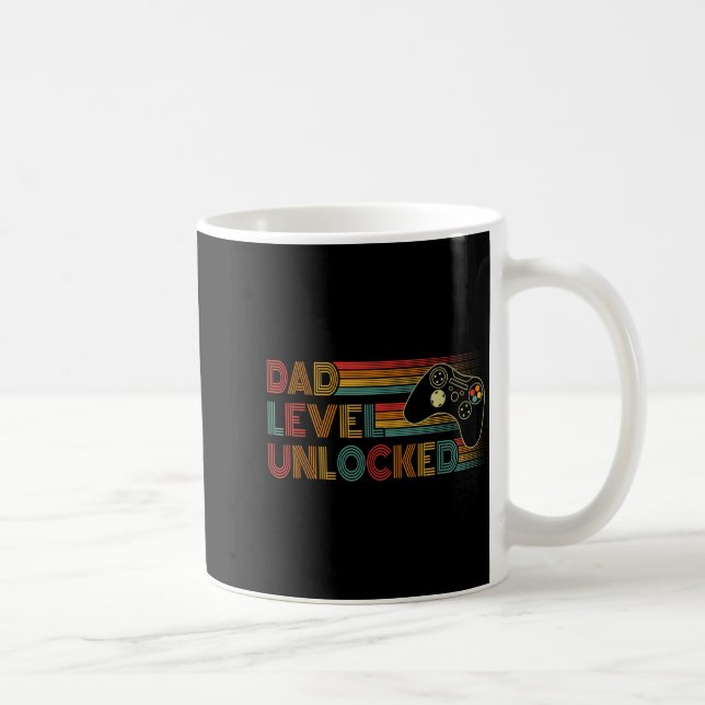 Caneca De Café Funny New Dad Shirt Dad Level Unlocked Gaming Game (Direita)