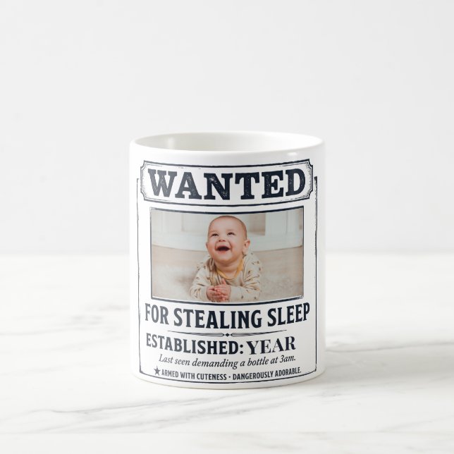 Caneca De Café Funny Newborn "Sleep Thief Established" (Centro)
