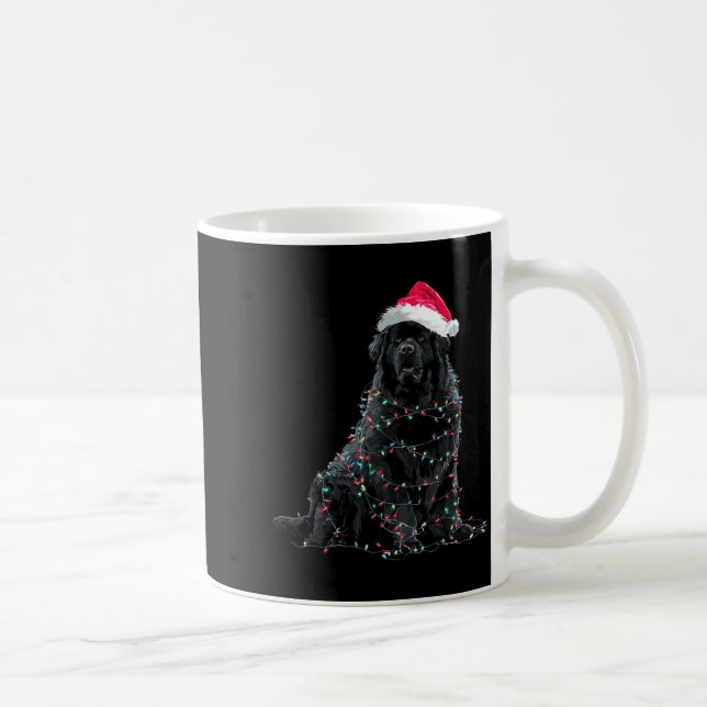 Caneca De Café Funny Newfoundland Christmas Graphic Dog Lights Lo (Direita)